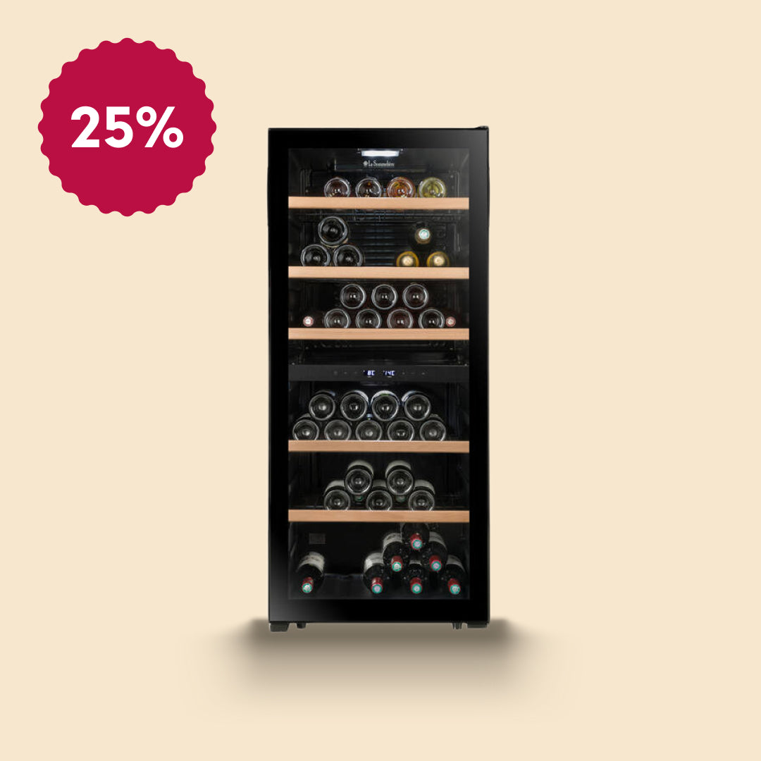 LS102DZBLACK - Doppelzonen Weinkühlschrank mit Platz für 102 Flaschen